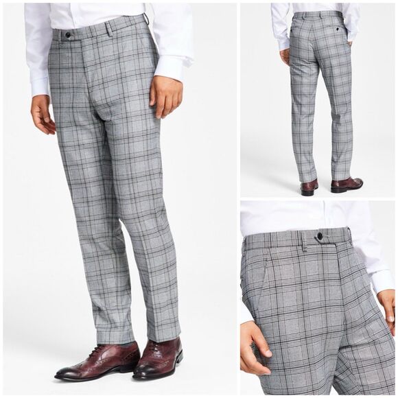 Alfani Other - Alfani Men's Slim-Fit Plaid Alfatech Black White Travel Ready Pants 30x30